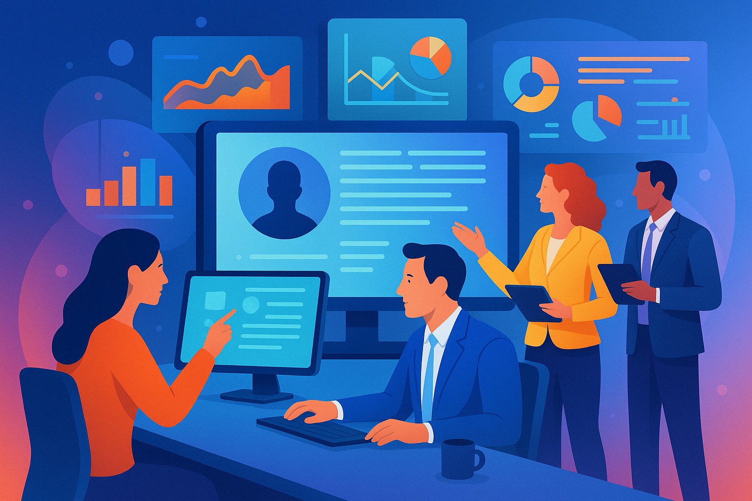 Marketing team analising customer data